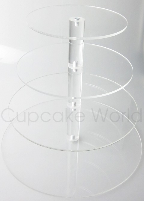 4 TIER CLEAR MAYPOLE ROUND ACRYLIC CUPCAKE DISPLAY STAND 4 TIER CLEAR MAYPOLE ROUND ACRYLIC CUPCAKE DISPLAY STAND